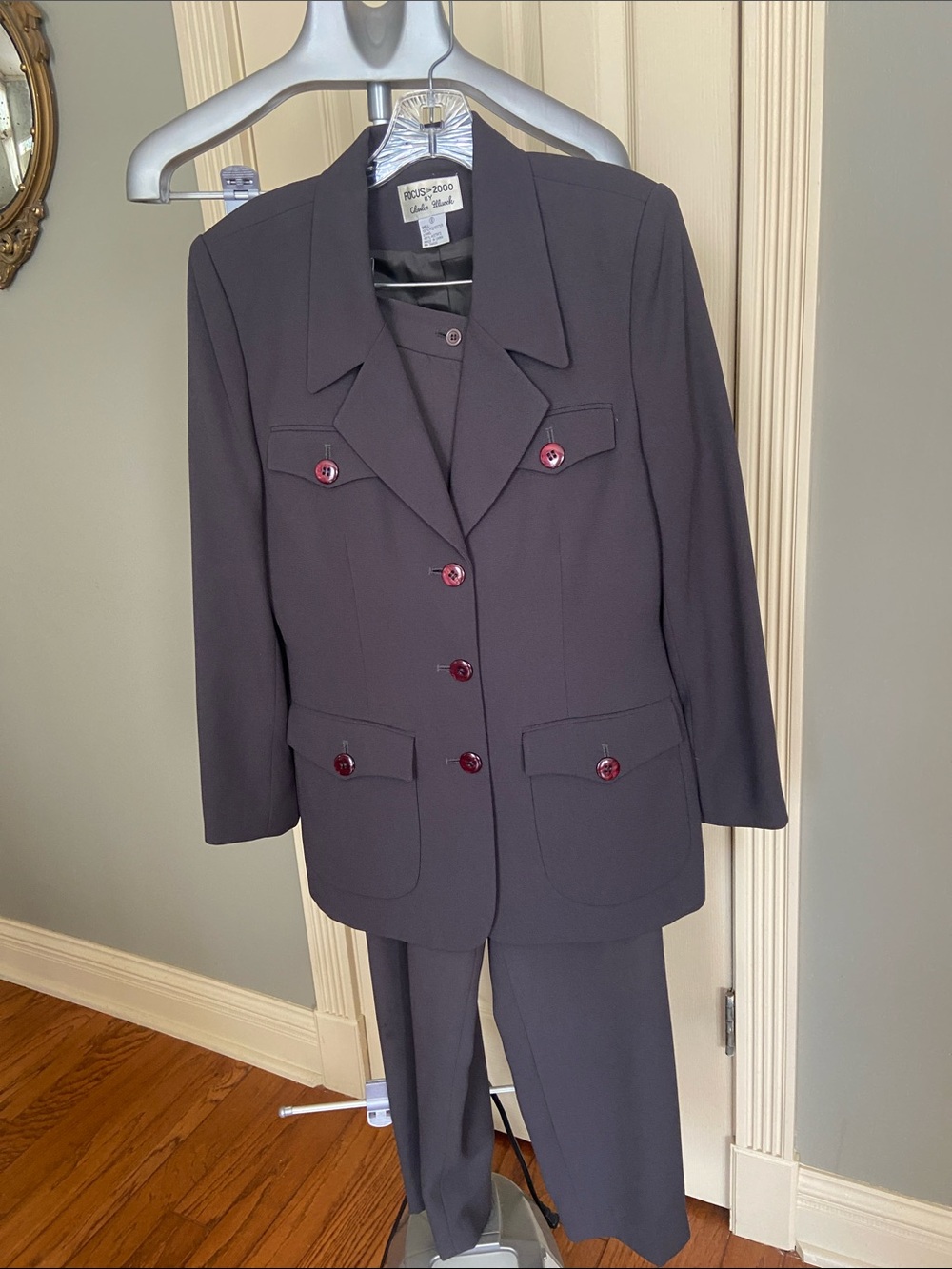 Focus 2000 Women's Dark Charcoal Button-Front Suit Jacket Size 8